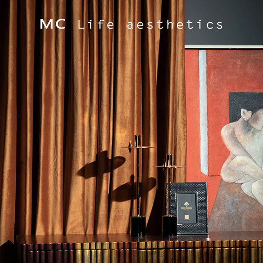 Modern Minimalist European Luxury Curtains for Living Room Bedroom Brown Multi-color Custom Velvet Curtain Blackout Curtains