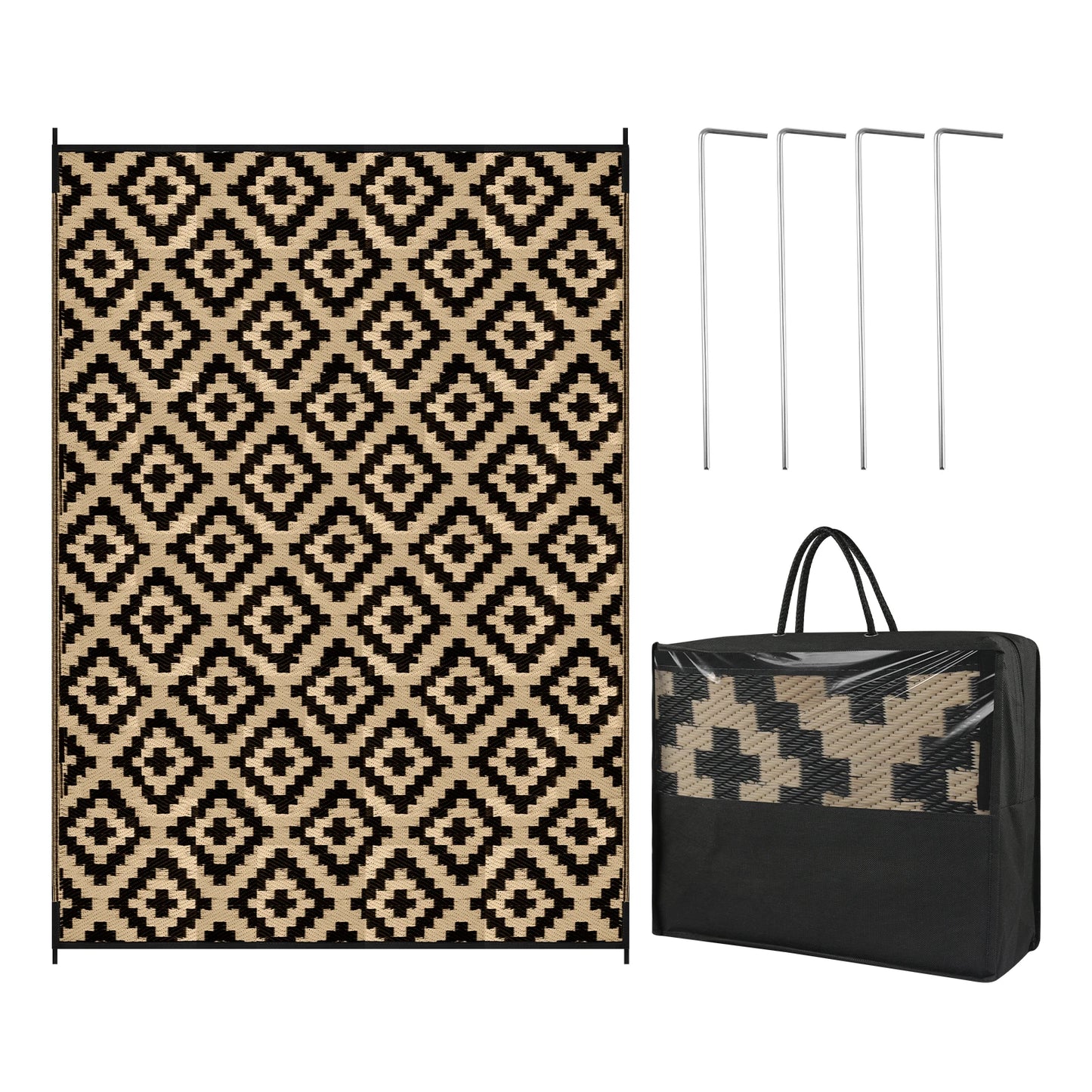 Outdoor Rug for Patio Waterproof Anti-slip Plastic Straw Garden Mat Carpet UV Resistant Rugs for Camping Beach Picnic