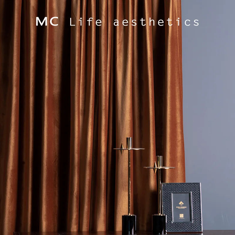 Modern Minimalist European Luxury Curtains for Living Room Bedroom Brown Multi-color Custom Velvet Curtain Blackout Curtains