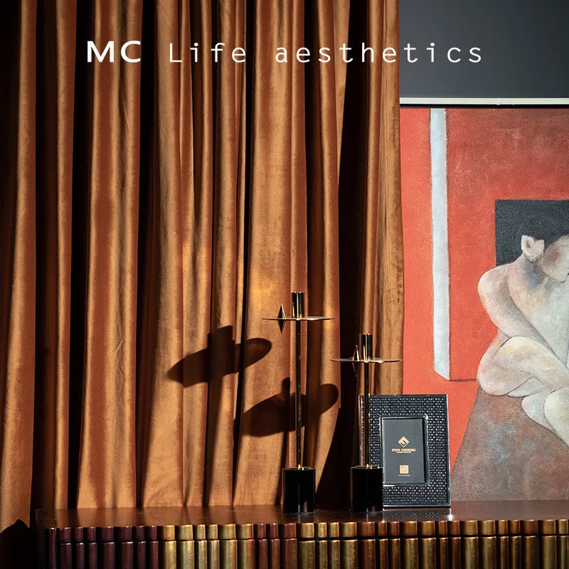 Modern Minimalist European Luxury Curtains for Living Room Bedroom Brown Multi-color Custom Velvet Curtain Blackout Curtains