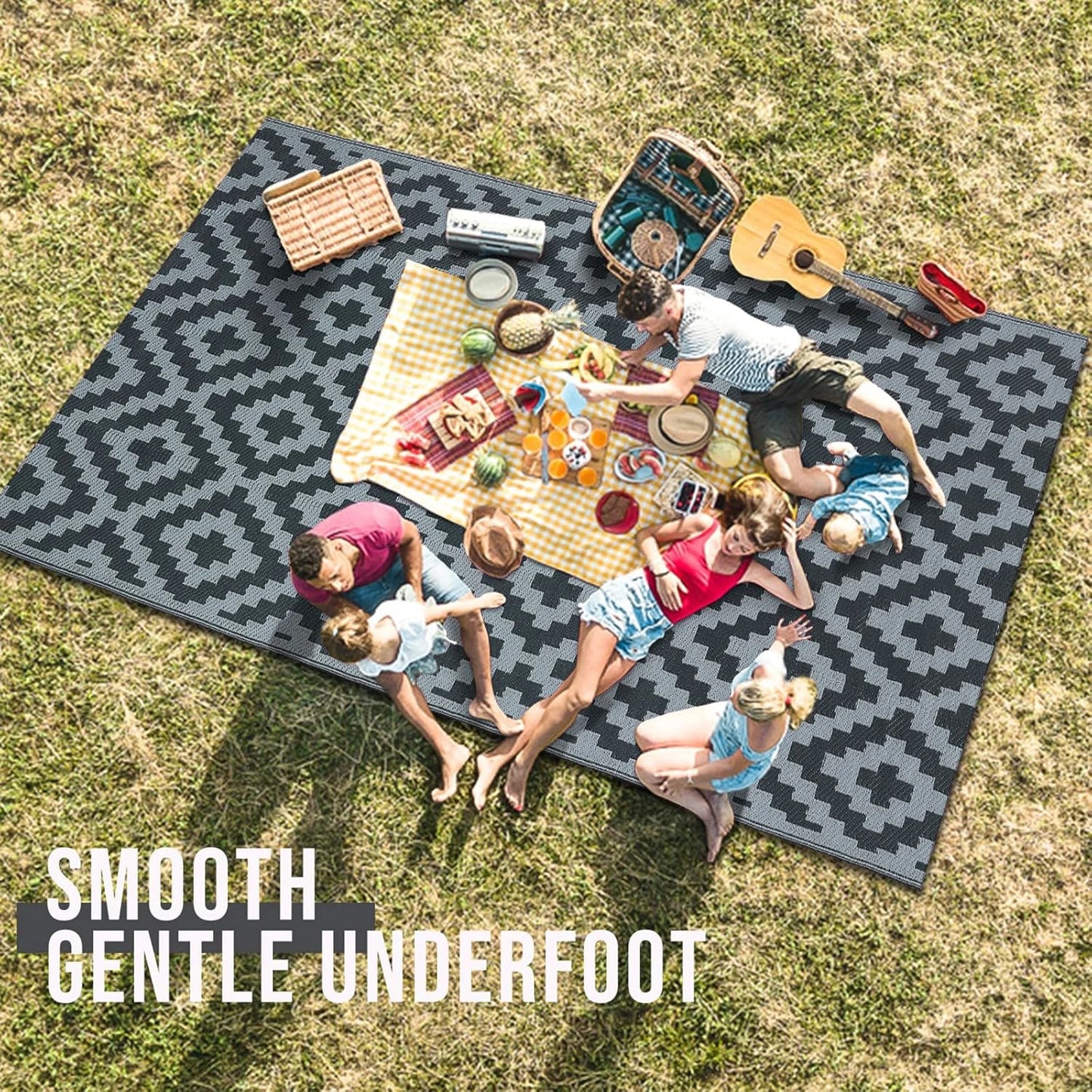 Outdoor Rug for Patio Waterproof Anti-slip Plastic Straw Garden Mat Carpet UV Resistant Rugs for Camping Beach Picnic