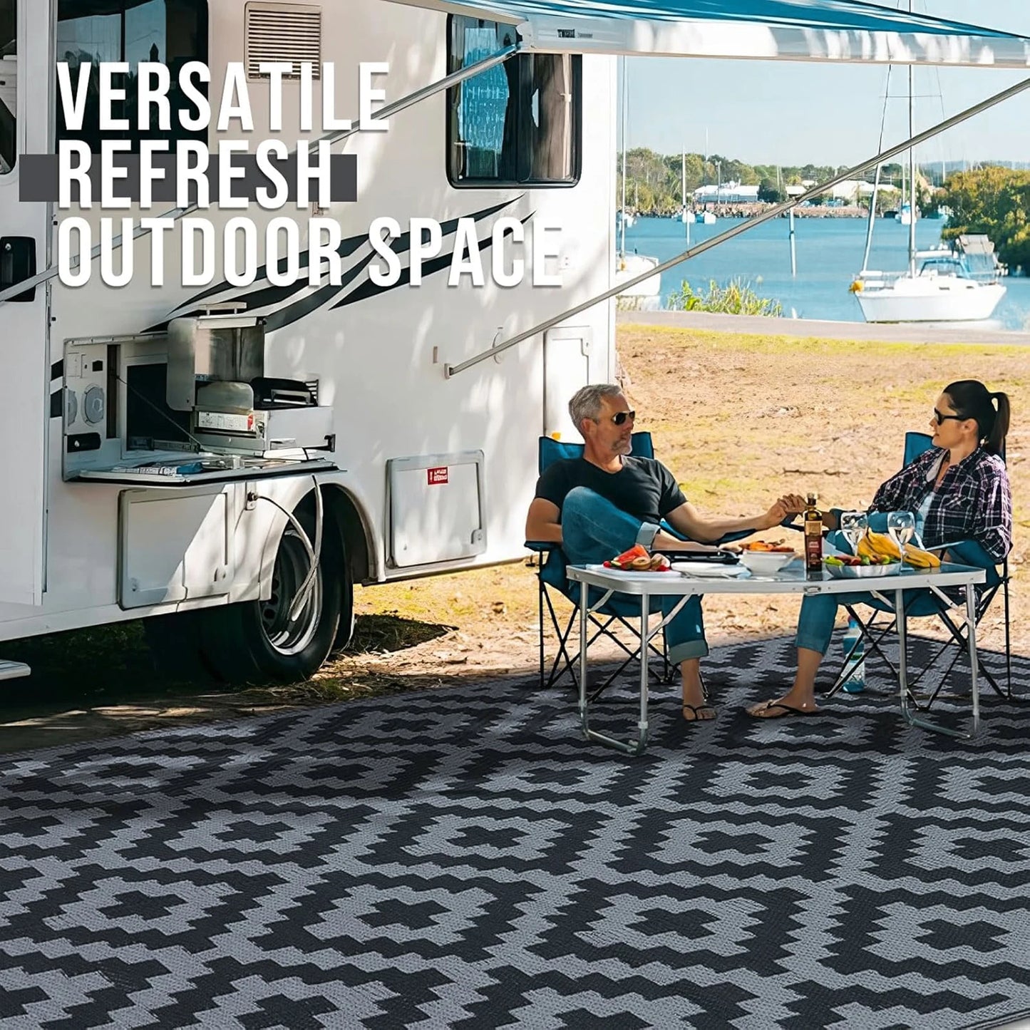 Outdoor Rug for Patio Waterproof Anti-slip Plastic Straw Garden Mat Carpet UV Resistant Rugs for Camping Beach Picnic