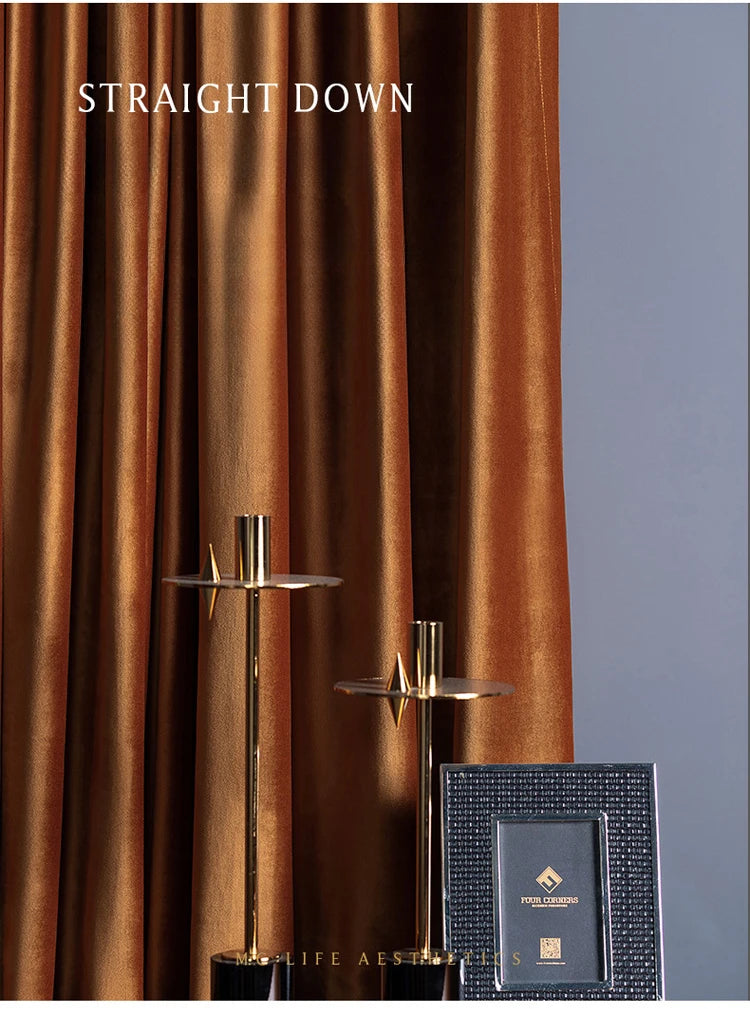 Modern Minimalist European Luxury Curtains for Living Room Bedroom Brown Multi-color Custom Velvet Curtain Blackout Curtains