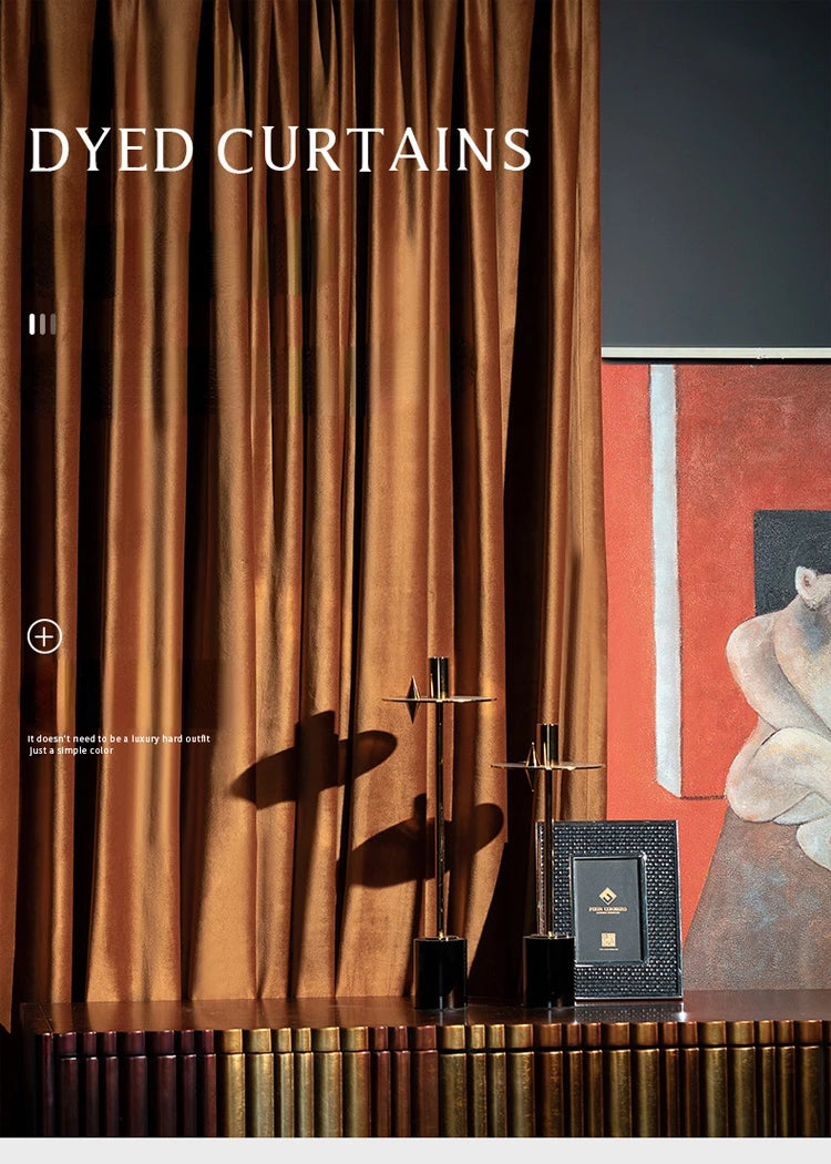 Modern Minimalist European Luxury Curtains for Living Room Bedroom Brown Multi-color Custom Velvet Curtain Blackout Curtains